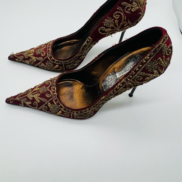 Gianmarco Lorenzi heels with spectacular embroidery. Gently worn w/shoe dust bag - Picture 6 of 8